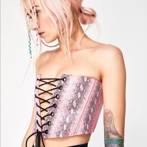 Lace up snakeskin cropped corset